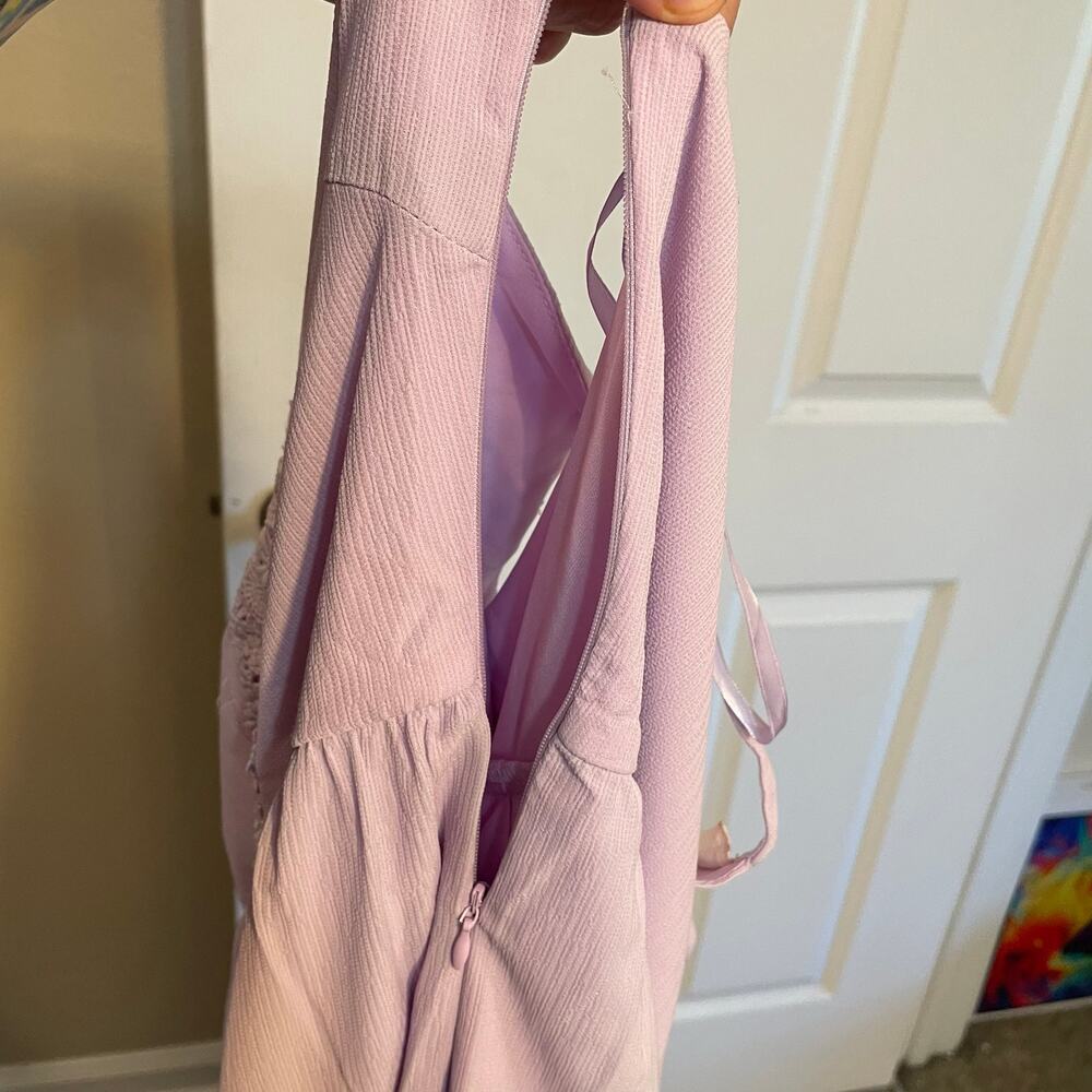 Altar’d State halter style lavender mini dress with crochet detail. Size medium - Picture 12 of 12